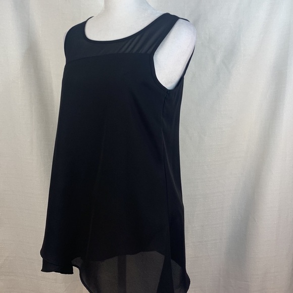 BCX Sheer Overlay Cross Front Sleeveless Tank - Picture 5 of 13